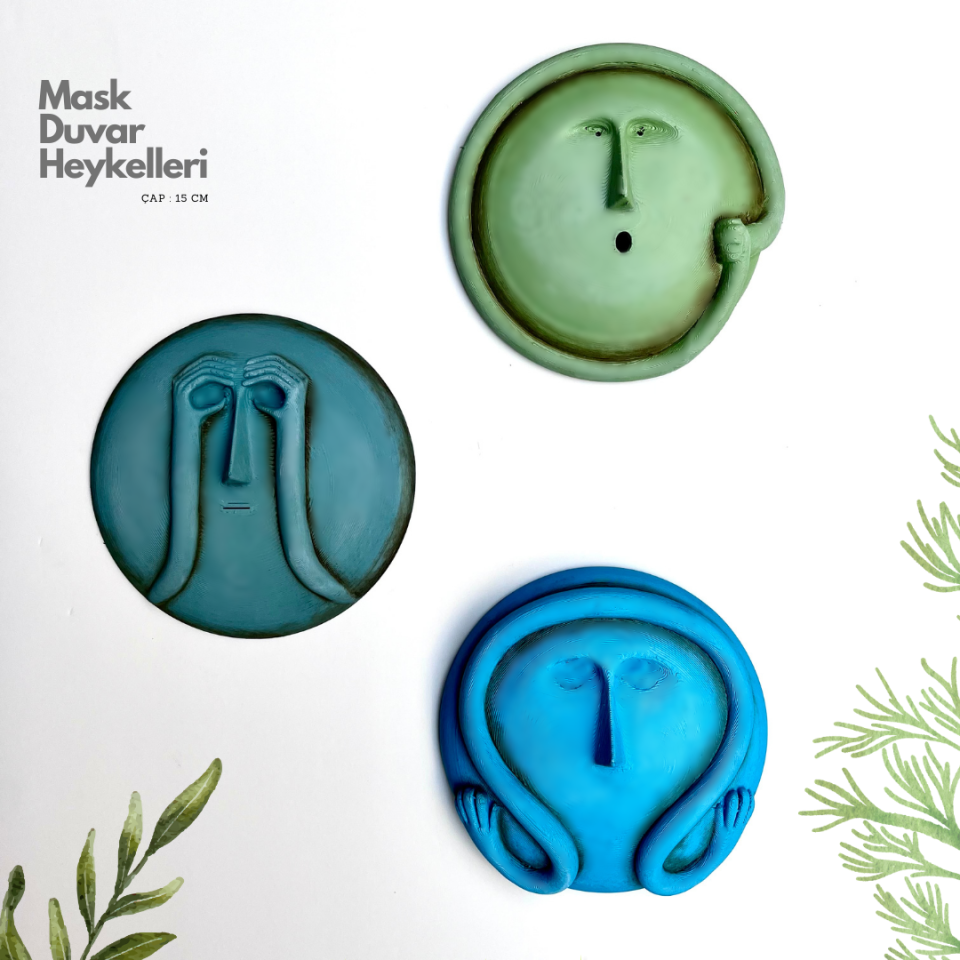 Mask Duvar Heykelleri 3 lü set